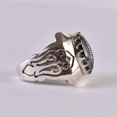 Hadeed Chini Hadeed Sini Ring For men | Hematite Ring Jewelry | 925 Silver US Size 12 - Al Ali Gems
