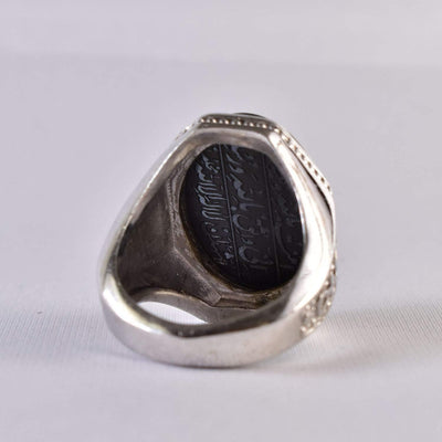 Hadeed Chini Hadeed Sini Ring For men | Hematite Ring Jewelry | 925 Silver US Size 12 - Al Ali Gems