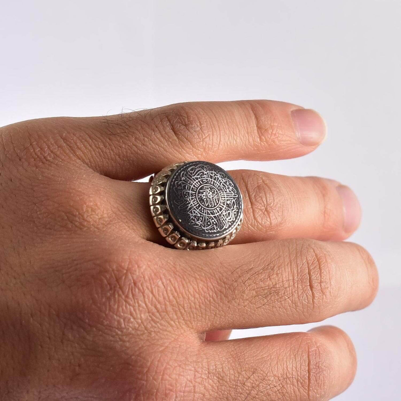 Hadeed Chini Hadeed Sini Ring For men | Hematite Ring Jewelry | 925 Silver US Size 12 - Al Ali Gems