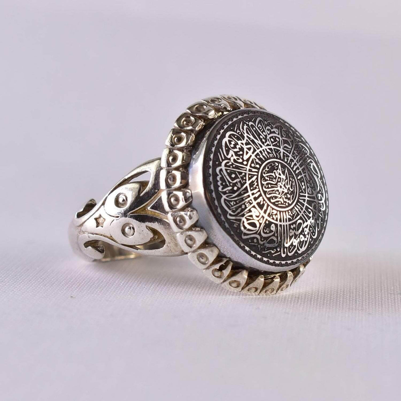 Hadeed Chini Hadeed Sini Ring For men | Hematite Ring Jewelry | 925 Silver US Size 12 - Al Ali Gems