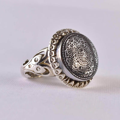 Hadeed Chini Hadeed Sini Ring For men | Hematite Ring Jewelry | 925 Silver US Size 12 - Al Ali Gems