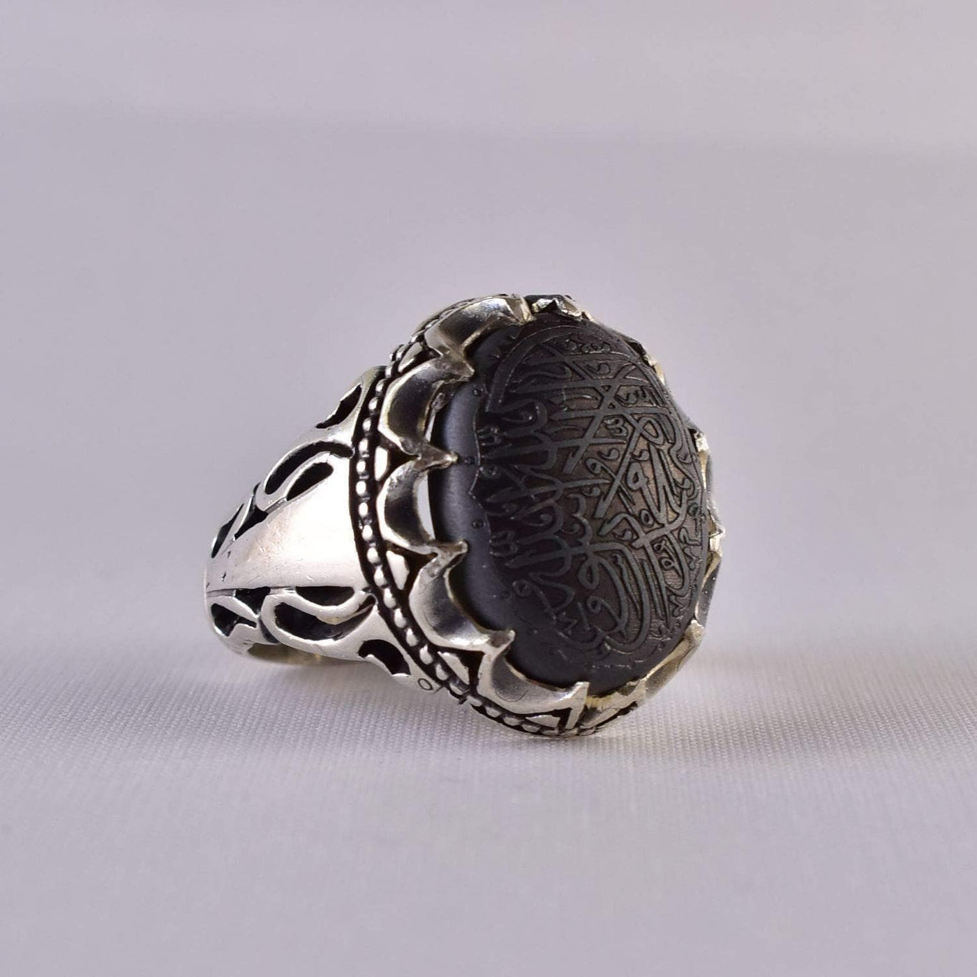 Hadeed Chini Hadeed Sini Ring For men | Hematite Ring Jewelry | 925 Silver US Size 12 - Al Ali Gems
