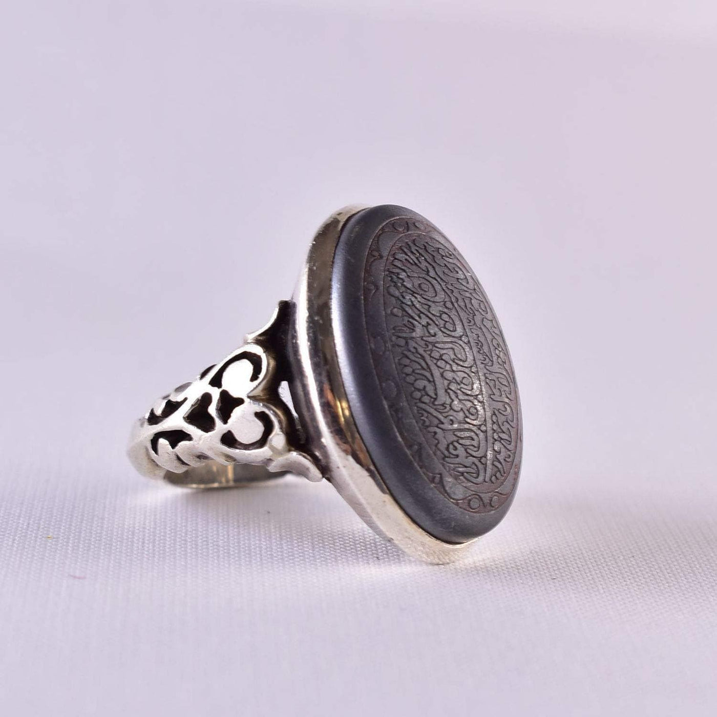 Hadeed Chini Hadeed Sini Ring For men | Hematite Ring Jewelry | 925 Silver US Size 9.5 - Al Ali Gems