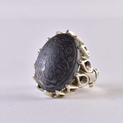 Hadeed Chini Hadeed Sini Ring For men | Hematite Ring Jewelry | 925 Silver US Size 9.75 - Al Ali Gems