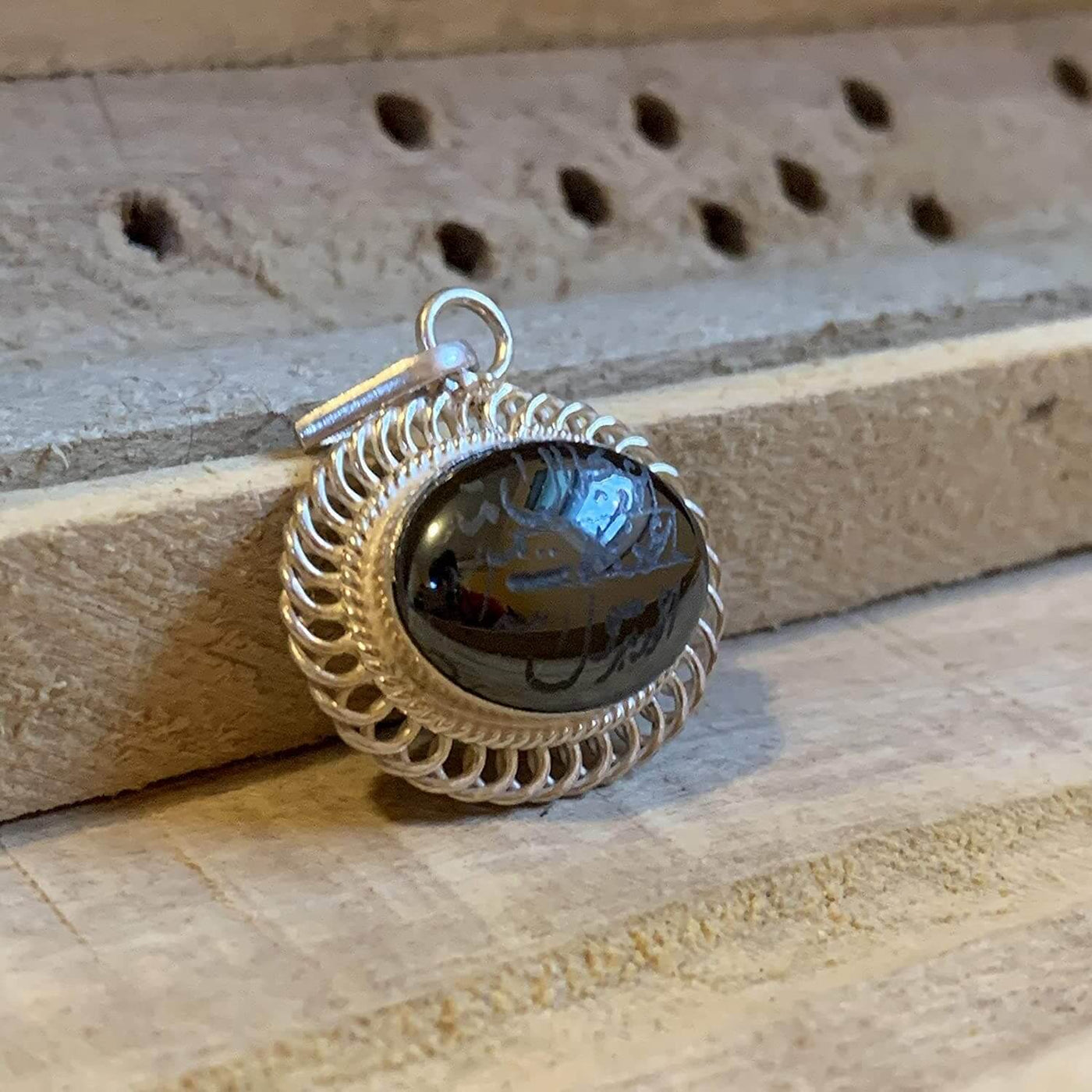 Hadeed e chini Pendant hadeed stone Sang e Hadeed | AlAliGems | Hematite Islamic Pendant for - Al Ali Gems