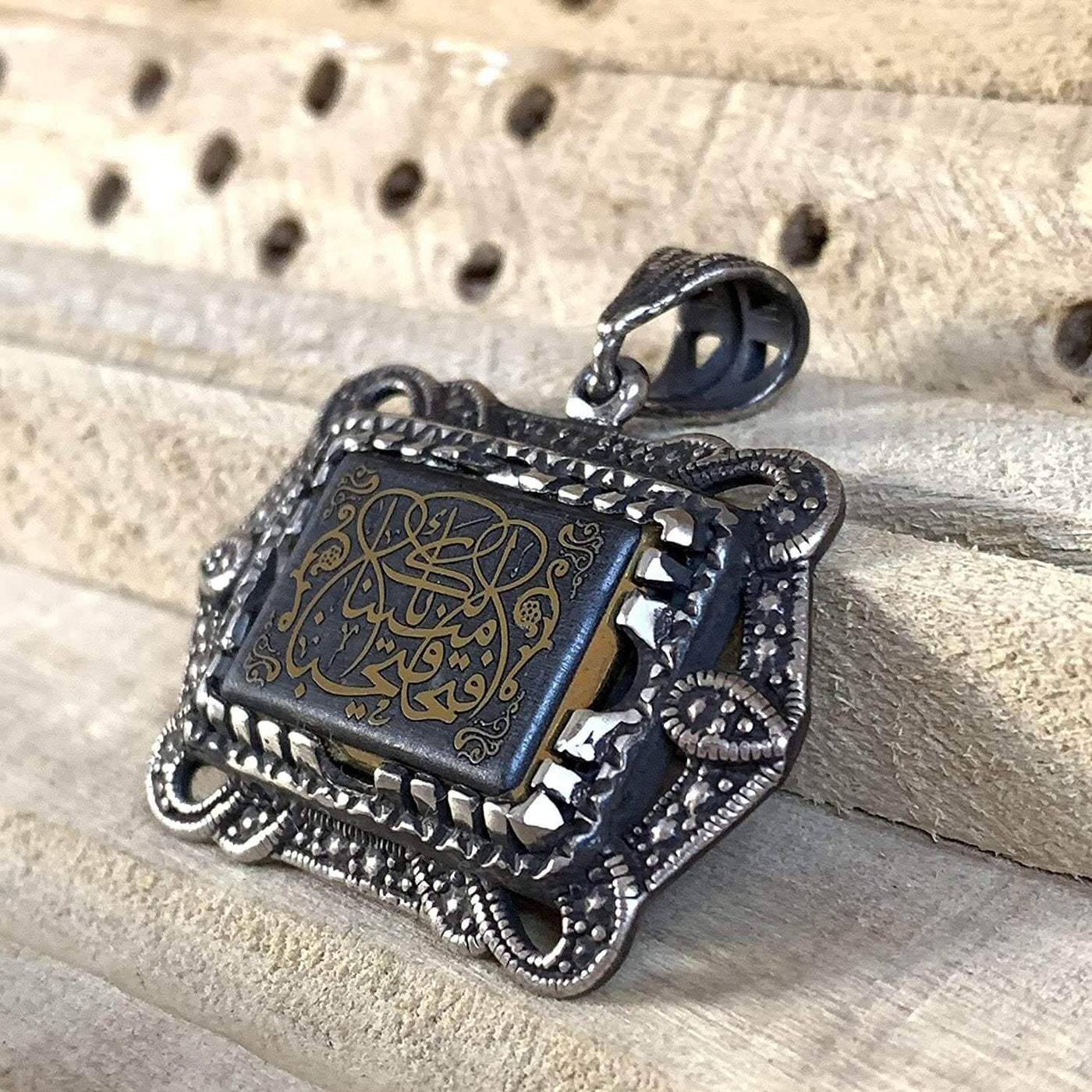 Hadeed e chini Pendant hadeed stone Sang e Hadeed | AlAliGems | Hematite Islamic Pendant for - Al Ali Gems
