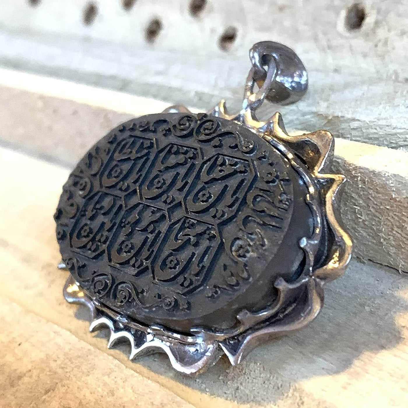 Hadeed e chini Pendant hadeed stone Sang e Hadeed | AlAliGems | Hematite Islamic Pendant for - Al Ali Gems