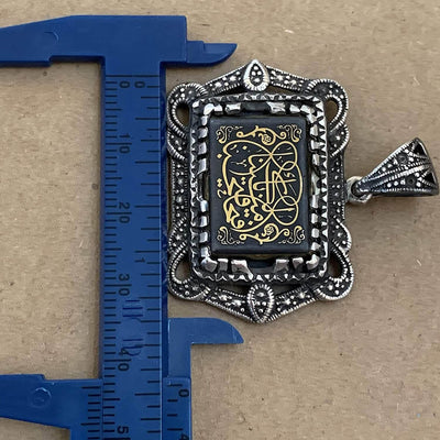 Hadeed e chini Pendant hadeed stone Sang e Hadeed | AlAliGems | Hematite Islamic Pendant for - Al Ali Gems