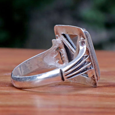 Silver Hadeed e Chini Ring | Hadeed Cheeni Stone Engraved with In al hussain misbah ul Huda Wa safinat ul najat | Handmade Silver Ring | US Size 9 - AlAliGems