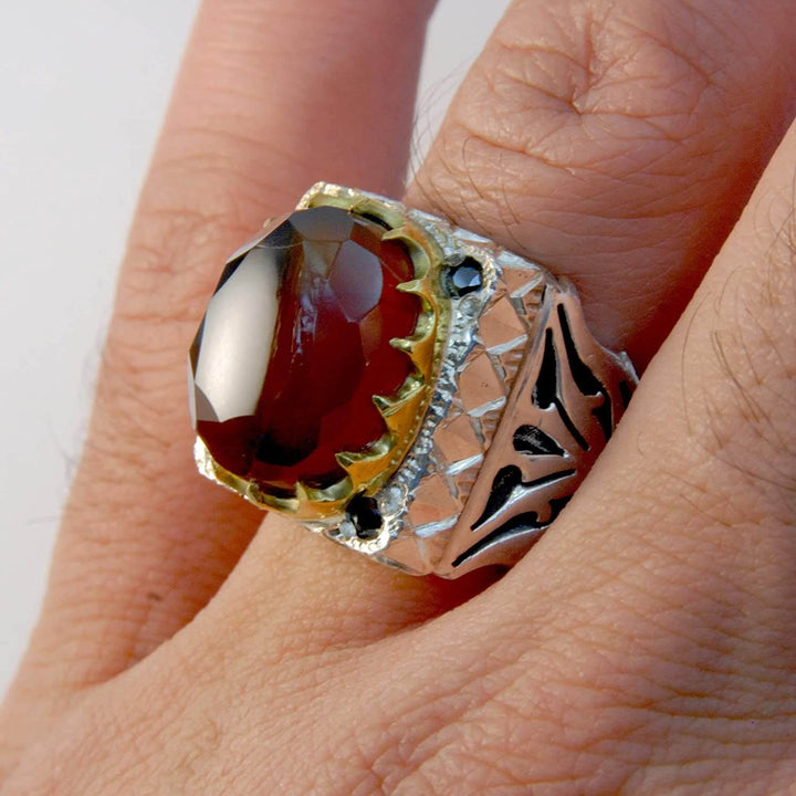 HANDMADE STERLING SILVER DARK ONYX (EL JAZA) RING | US SIZE 9.5 - Al Ali Gems