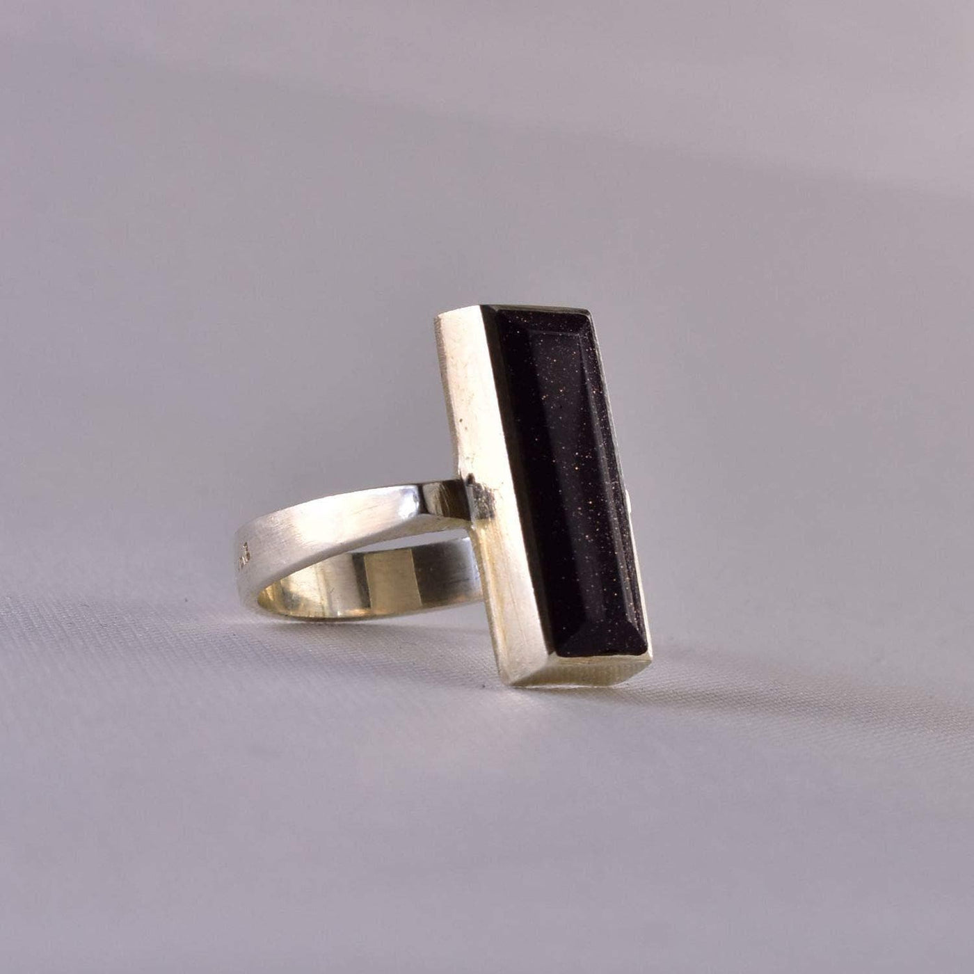 Handmade Goldstone Gemstones Goldstone Ring Sterling Silver For Women | Hirz Jawad Ring US Size 8.5 - Al Ali Gems