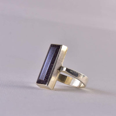 Handmade Goldstone Gemstones Goldstone Ring Sterling Silver For Women | Hirz Jawad Ring US Size 8.5 - Al Ali Gems