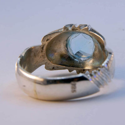 Handmade Persian Art Ring | AlAliGems | Lendon Topaz | Sterling Silver 925 | Blue Topaz | Size 15 - Al Ali Gems