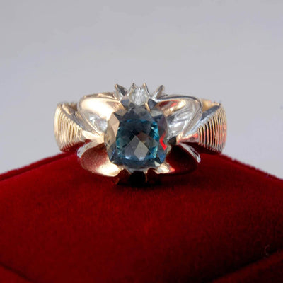Handmade Persian Art Ring | AlAliGems | Lendon Topaz | Sterling Silver 925 | Blue Topaz | Size 15 - Al Ali Gems