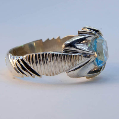 Handmade Persian Art Ring | AlAliGems | Lendon Topaz | Sterling Silver 925 | Blue Topaz | Size 15 - Al Ali Gems