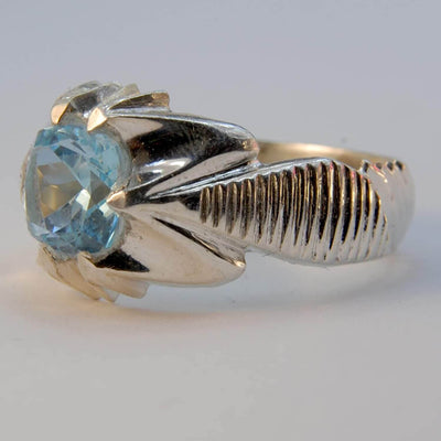 Handmade Persian Art Ring | AlAliGems | Lendon Topaz | Sterling Silver 925 | Blue Topaz | Size 15 - Al Ali Gems