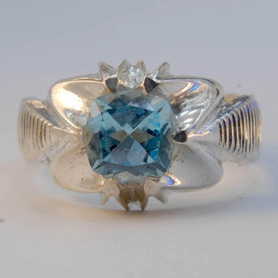 Handmade Persian Art Ring | AlAliGems | Lendon Topaz | Sterling Silver 925 | Blue Topaz | Size 15 - Al Ali Gems
