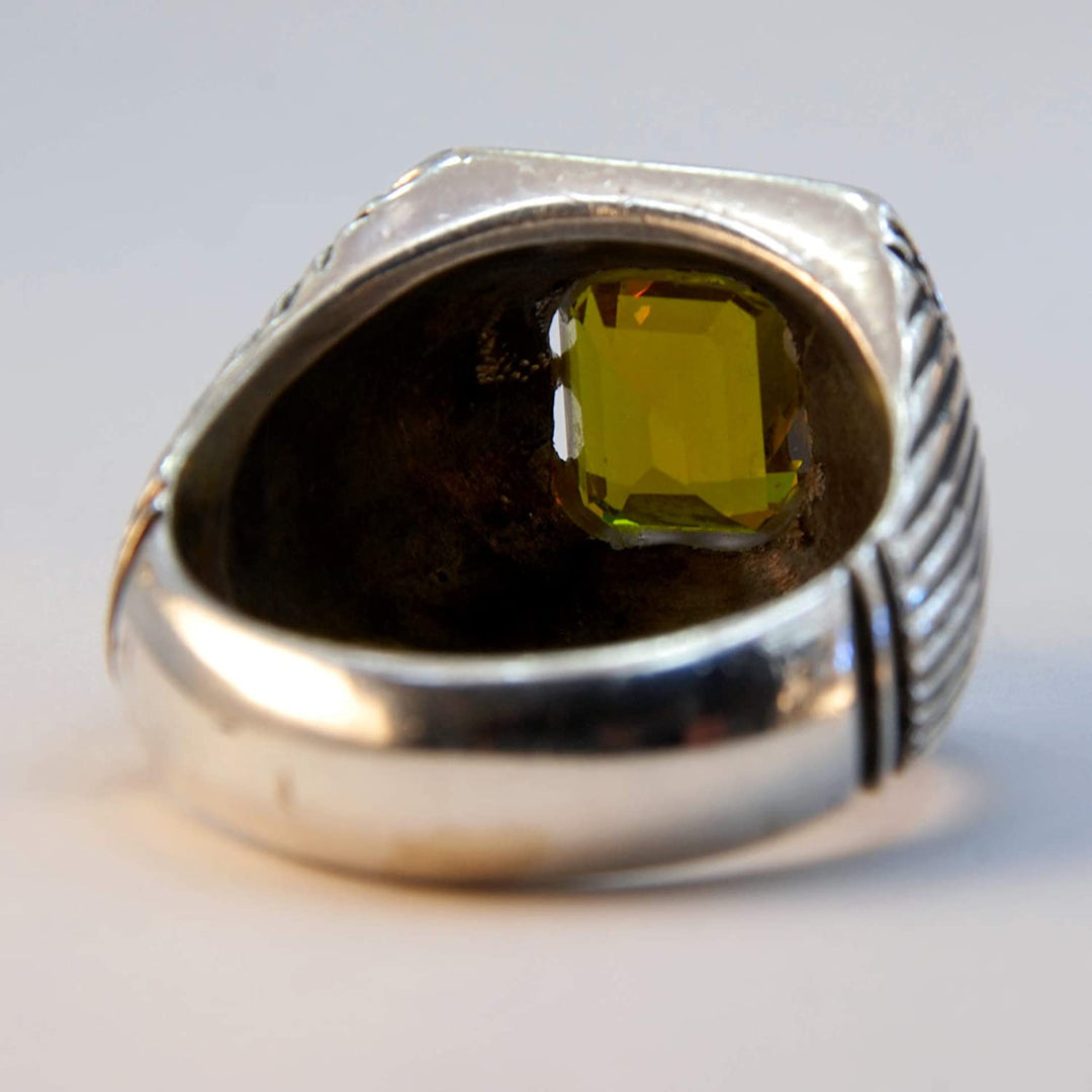 Handmade Persian Sterling Silver Alexandrite Gemstone Ring | US Size 13 - Al Ali Gems
