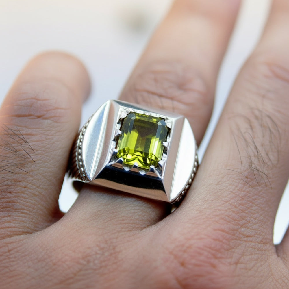 Handmade Persian Sterling Silver Alexandrite Gemstone Ring | US Size 13 - Al Ali Gems