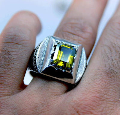 Handmade Persian Sterling Silver Alexandrite Gemstone Ring | US Size 13 - Al Ali Gems