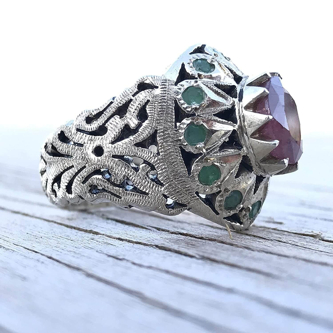 Handmade Persian Ruby & Emerald Ring | US Size 10.5 - Al Ali Gems