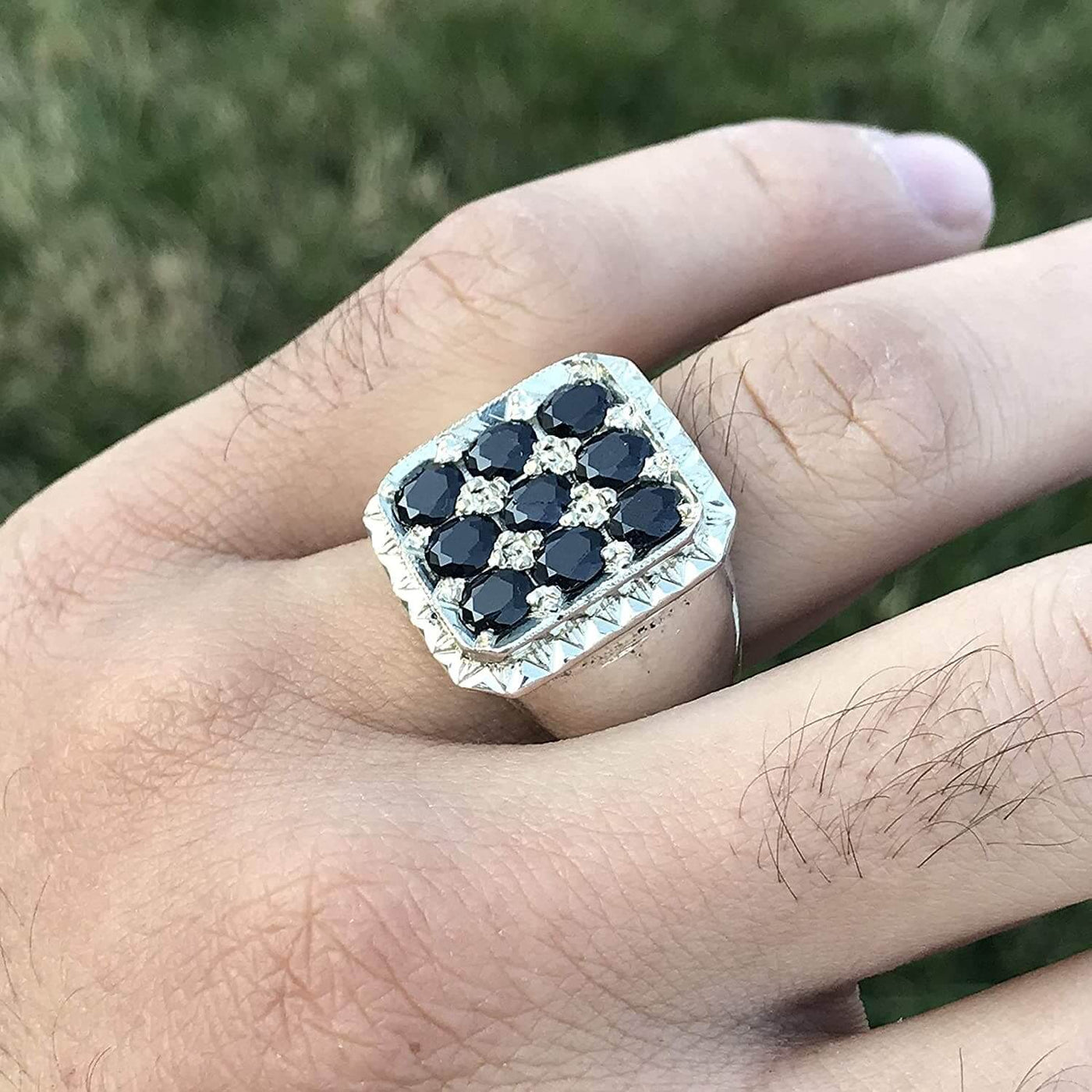 Handmade Persian Ring | Blue Sapphire | S925 | US Size 11.5 - Al Ali Gems