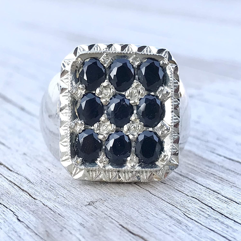 Handmade Persian Ring | Blue Sapphire | S925 | US Size 11.5 - Al Ali Gems