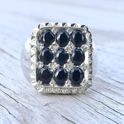Handmade Persian Ring | Blue Sapphire | S925 | US Size 11.5 - Al Ali Gems
