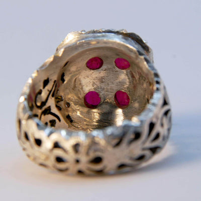 Handmade Persian Ring | Mens Ruby Rings | ruby rings for men with 16 diamonds | Ruby mens ring silver rings for men US SIZE 11 - Al Ali Gems