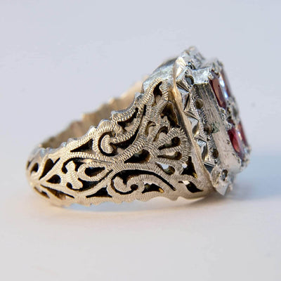 Handmade Persian Ring | Mens Ruby Rings | ruby rings for men with 16 diamonds | Ruby mens ring silver rings for men US SIZE 11 - Al Ali Gems