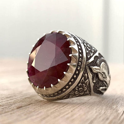 Handmade Ruby Rings | AlAliGems | Ruby Vintage Ring Red Real Ruby Stone | Hand Crafted Size 11 - Al Ali Gems