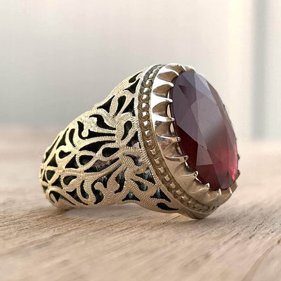 Handmade Ruby Rings | AlAliGems | Ruby Vintage Ring Red Real Ruby Stone | Hand Crafted Size 11 - Al Ali Gems