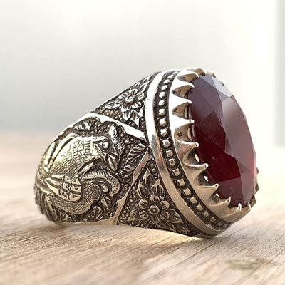 Handmade Ruby Rings | AlAliGems | Ruby Vintage Ring Red Real Ruby Stone | Hand Crafted Size 11 - Al Ali Gems