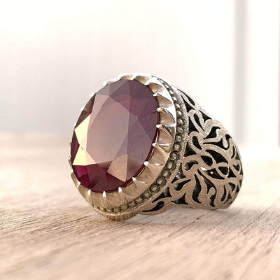 Handmade Ruby Rings | AlAliGems | Ruby Vintage Ring Red Real Ruby Stone | Hand Crafted Size 11 - Al Ali Gems