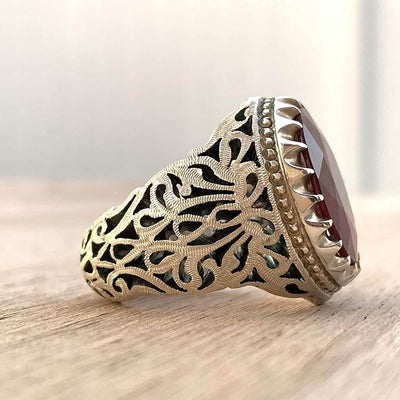 Handmade Ruby Rings | AlAliGems | Ruby Vintage Ring Red Real Ruby Stone | Hand Crafted Size 11 - Al Ali Gems