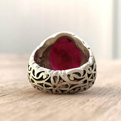 Handmade Ruby Rings | AlAliGems | Ruby Vintage Ring Red Real Ruby Stone | Hand Crafted Size 11 - Al Ali Gems
