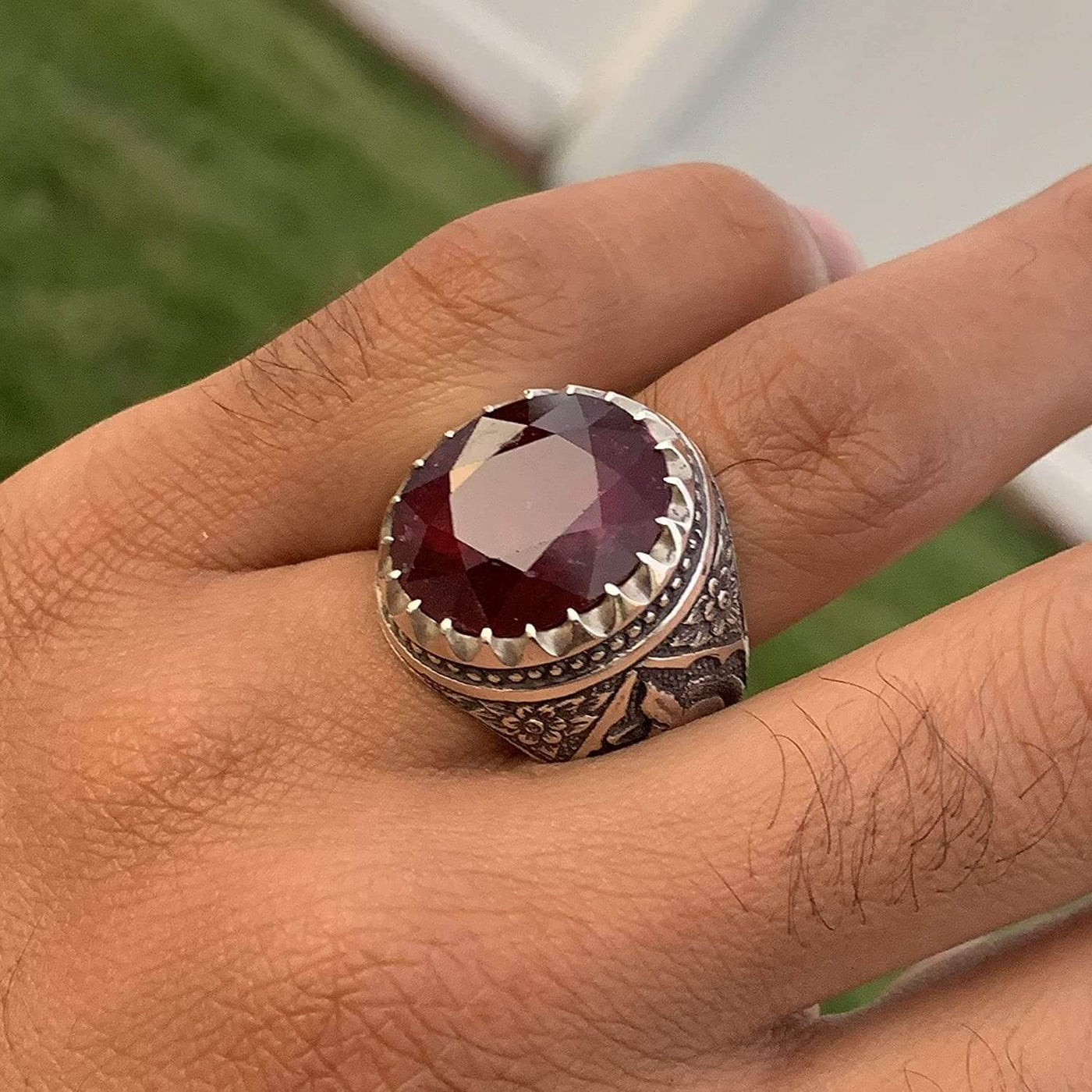 Handmade Ruby Rings | AlAliGems | Ruby Vintage Ring Red Real Ruby Stone | Hand Crafted Size 11 - Al Ali Gems
