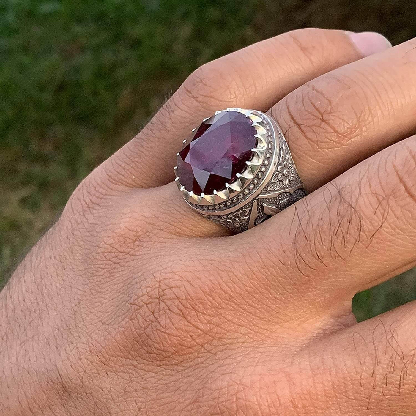Handmade Ruby Rings | AlAliGems | Ruby Vintage Ring Red Real Ruby Stone | Hand Crafted Size 11 - Al Ali Gems