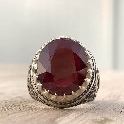 Handmade Ruby Rings | AlAliGems | Ruby Vintage Ring Red Real Ruby Stone | Hand Crafted Size 11 - Al Ali Gems