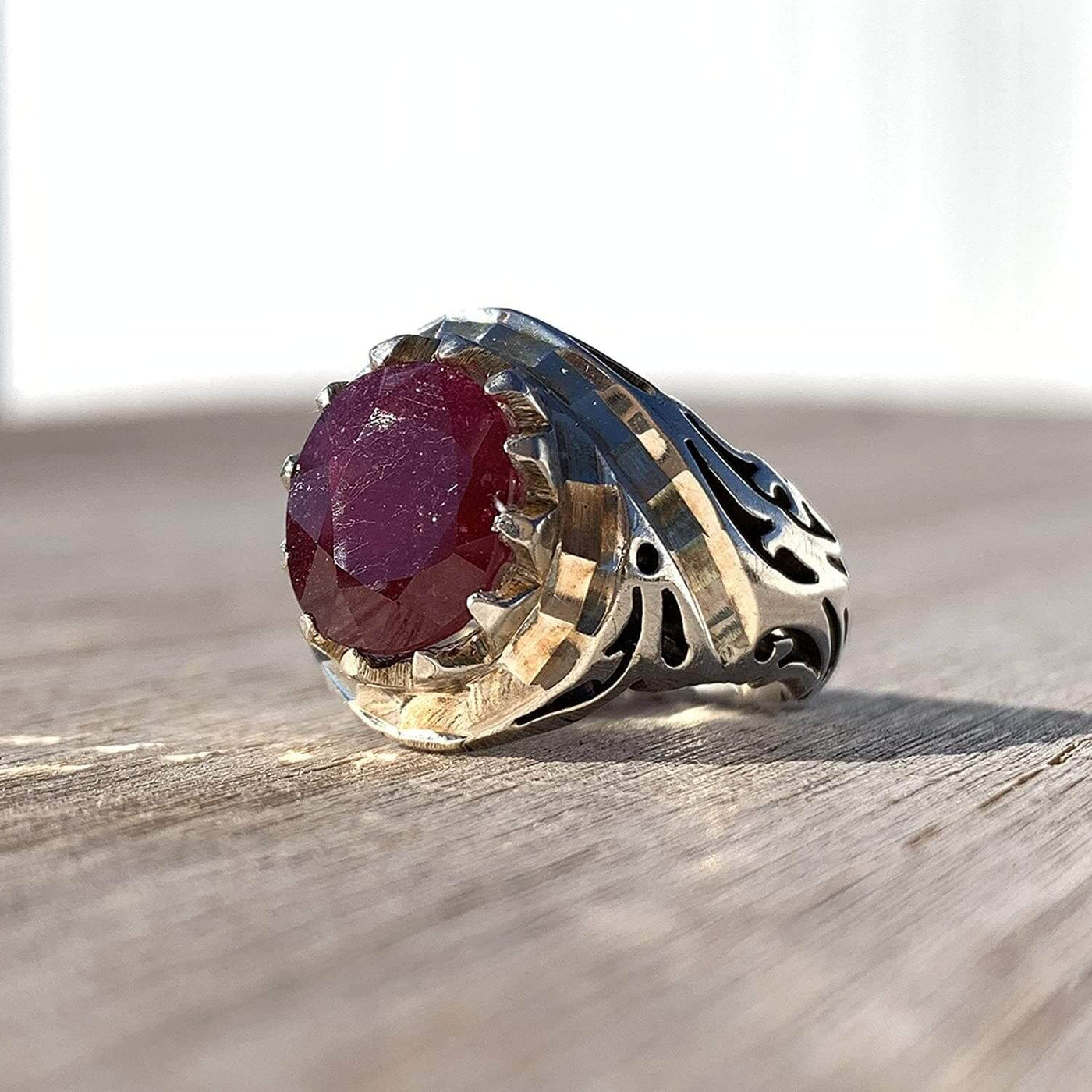 Handmade Ruby Rings | AlAliGems | Ruby Vintage Ring Red Real Ruby Stone | Hand Crafted Size 9.5 - Al Ali Gems