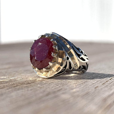 Handmade Ruby Rings | AlAliGems | Ruby Vintage Ring Red Real Ruby Stone | Hand Crafted Size 9.5 - Al Ali Gems