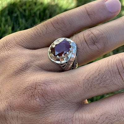 Handmade Ruby Rings | AlAliGems | Ruby Vintage Ring Red Real Ruby Stone | Hand Crafted Size 9.5 - Al Ali Gems