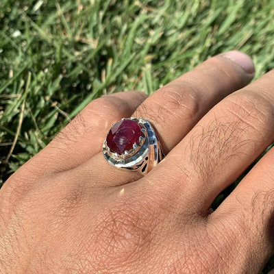 Handmade Ruby Rings | AlAliGems | Ruby Vintage Ring Red Real Ruby Stone | Hand Crafted Size 9.5 - Al Ali Gems