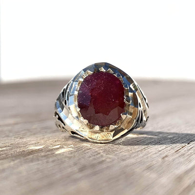 Handmade Ruby Rings | AlAliGems | Ruby Vintage Ring Red Real Ruby Stone | Hand Crafted Size 9.5 - Al Ali Gems