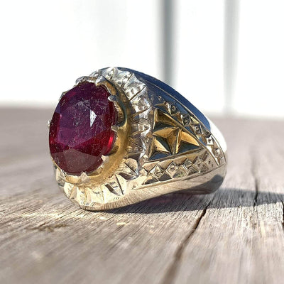 Handmade Ruby Rings | AlAliGems | Ruby Vintage Ring Red Real Ruby Stone | Hand Crafted Size 9.75 - Al Ali Gems
