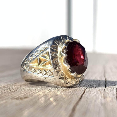 Handmade Ruby Rings | AlAliGems | Ruby Vintage Ring Red Real Ruby Stone | Hand Crafted Size 9.75 - Al Ali Gems