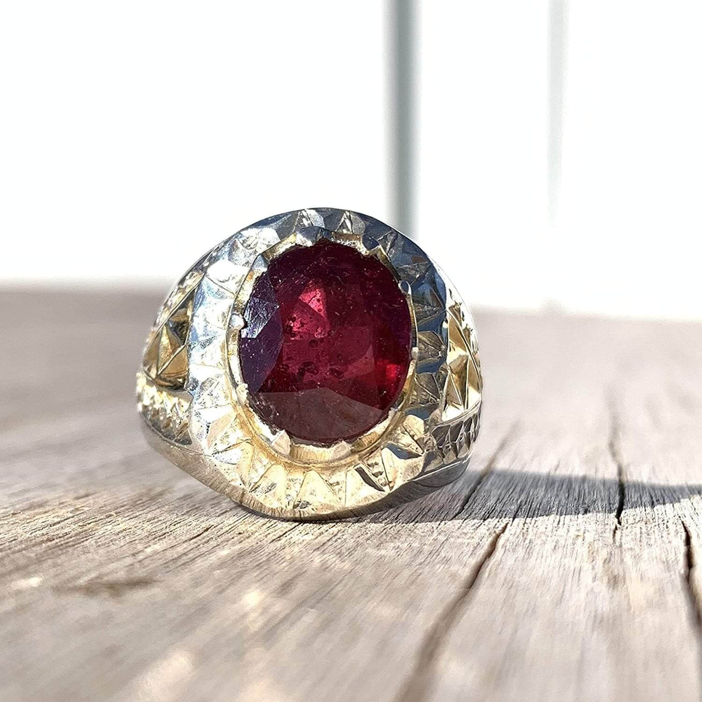 Handmade Ruby Rings | AlAliGems | Ruby Vintage Ring Red Real Ruby Stone | Hand Crafted Size 9.75 - Al Ali Gems