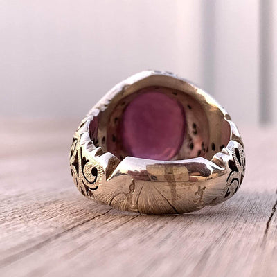 HANDMADE PERSIAN VINTAGE RUBY & EMERALD RING | US SIZE 10 - Al Ali Gems