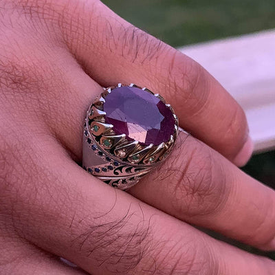 HANDMADE PERSIAN VINTAGE RUBY & EMERALD RING | US SIZE 10 - Al Ali Gems