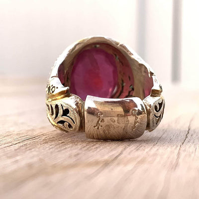 Handmade Ruby Rings | AlAliGems | Ruby Vintage Ring Red Real Ruby Stone | Ruby and Sapphire Ring Size 10 - Al Ali Gems